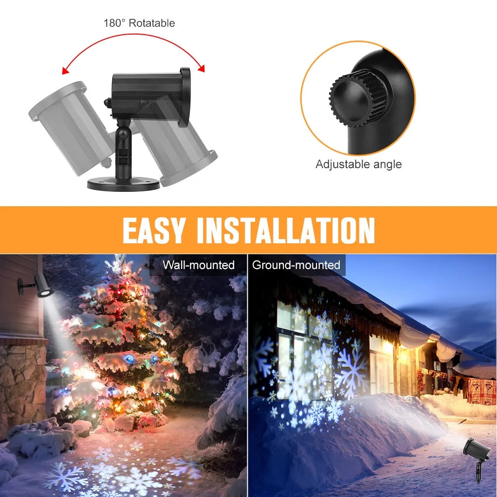 Christmas Projector Light Snow Projector Lamp Night Light Waterproof Multiple Projection for Indoor Outdoor Decoration