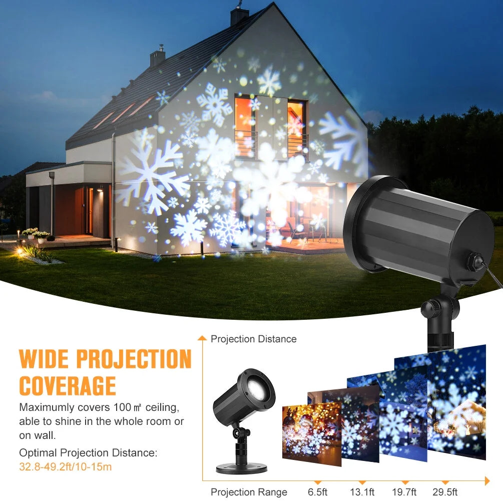 Christmas Projector Light Snow Projector Lamp Night Light Waterproof Multiple Projection for Indoor Outdoor Decoration